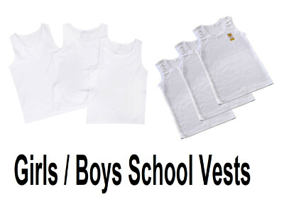 5 x Mädchenwesten weiß Jungen Weste Kinder Tank Top Schule Sommer Baumwolle 3-18 Jahre