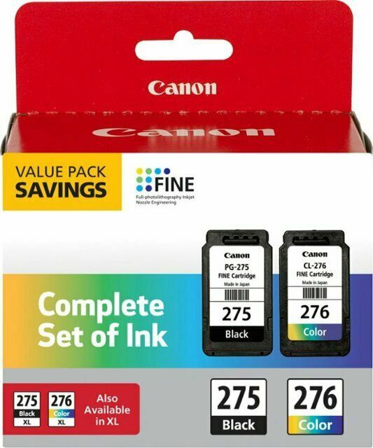 Canon PG-275 Black & CL-276 Color Genuine Printer Ink Cartridges Pack New Sealed