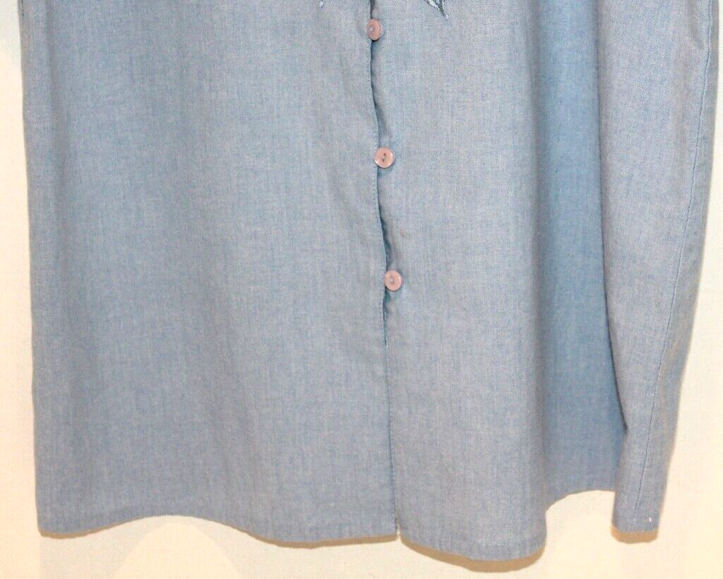 SAINT LAURENT Top camicia blusa sportiva Yves St Clair blu manica corta ricamato taglia S vintage us intime ottimeioni