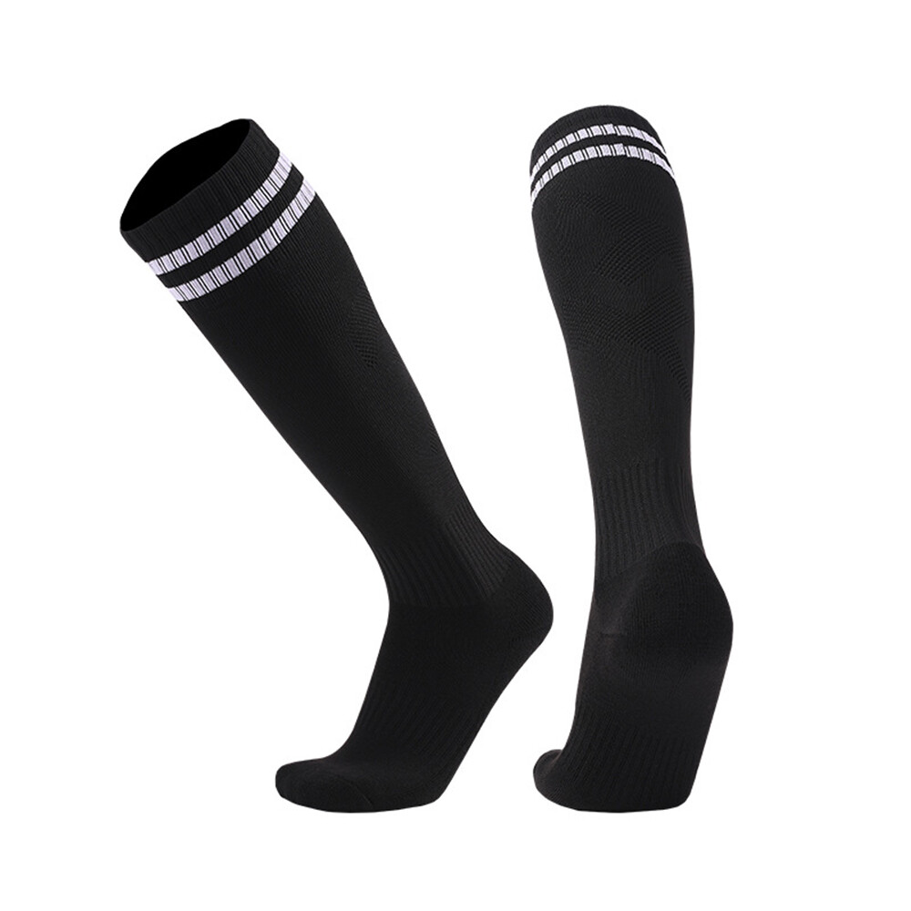 2 Paar Fußballsocken Für Kinder – Schwarz, Atmungsaktiv & Rutschfest | Perfekt Für Fußball, Training & Sport