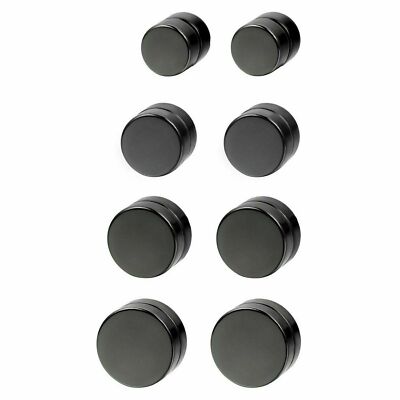8mm Magnetic Earrings Set - No Piercing Required, Black Studs
