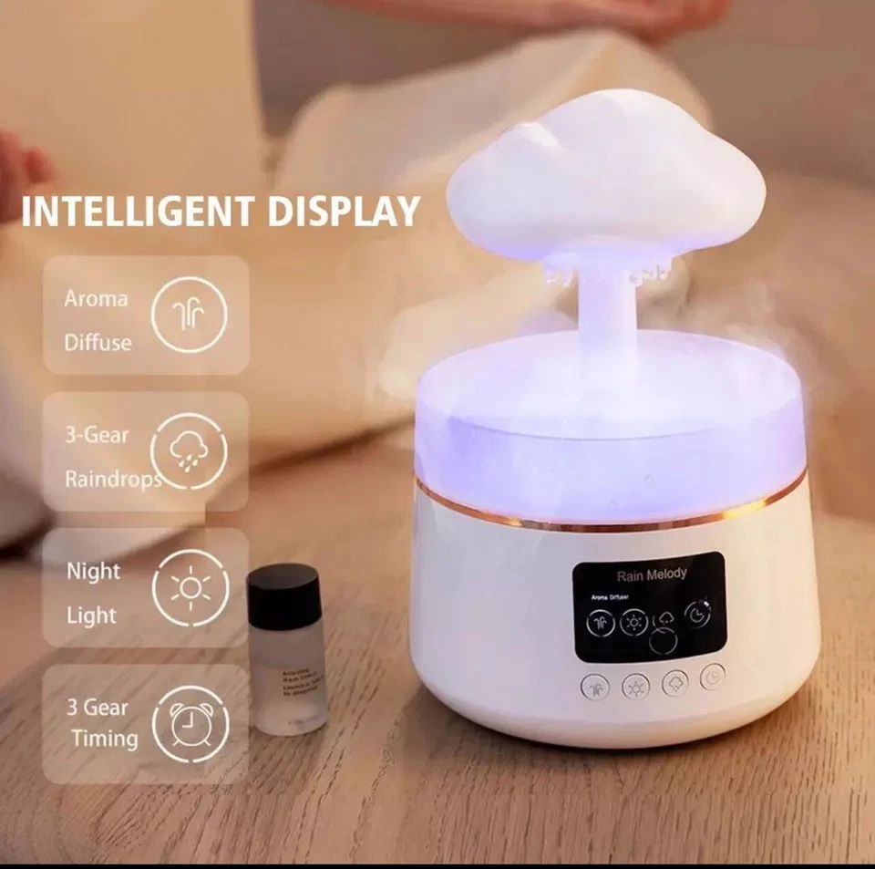 Rain Melody Cloud LED Humidifier Water Drip Rain Cloud Diffuser Aromatherapy USA - Image 4 of 4