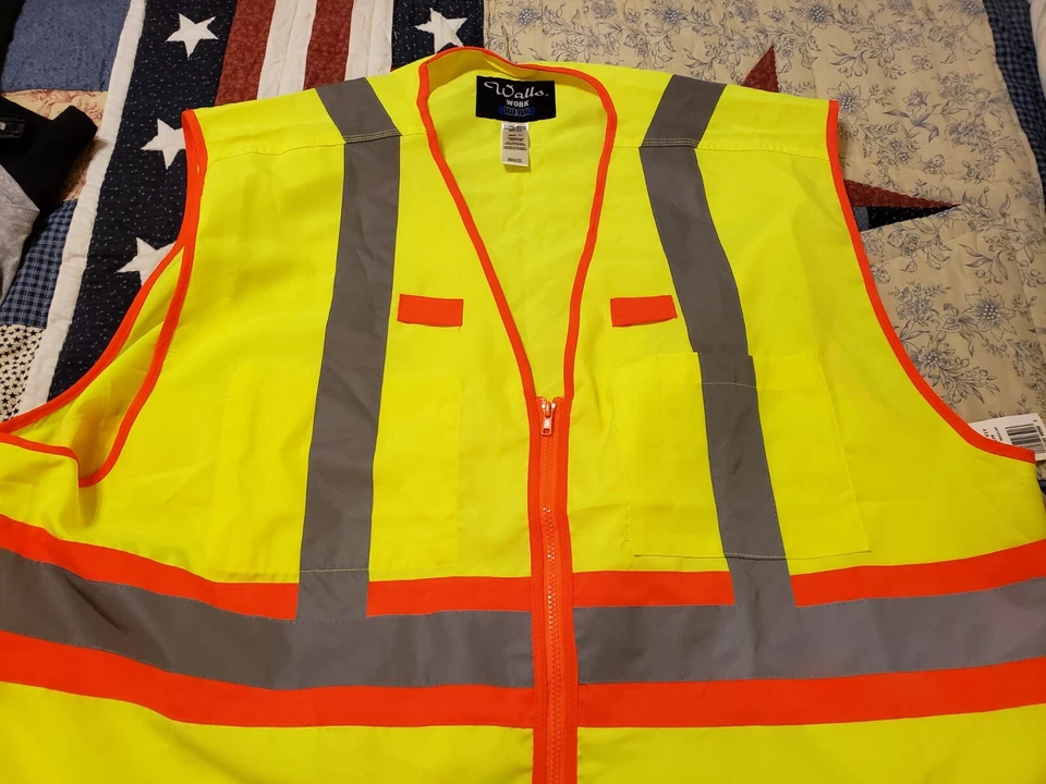 NWT  Walls Work Wear High Visibility Class 2 Vest Mens Size 5XL Big & Tall - Image 2 of 4