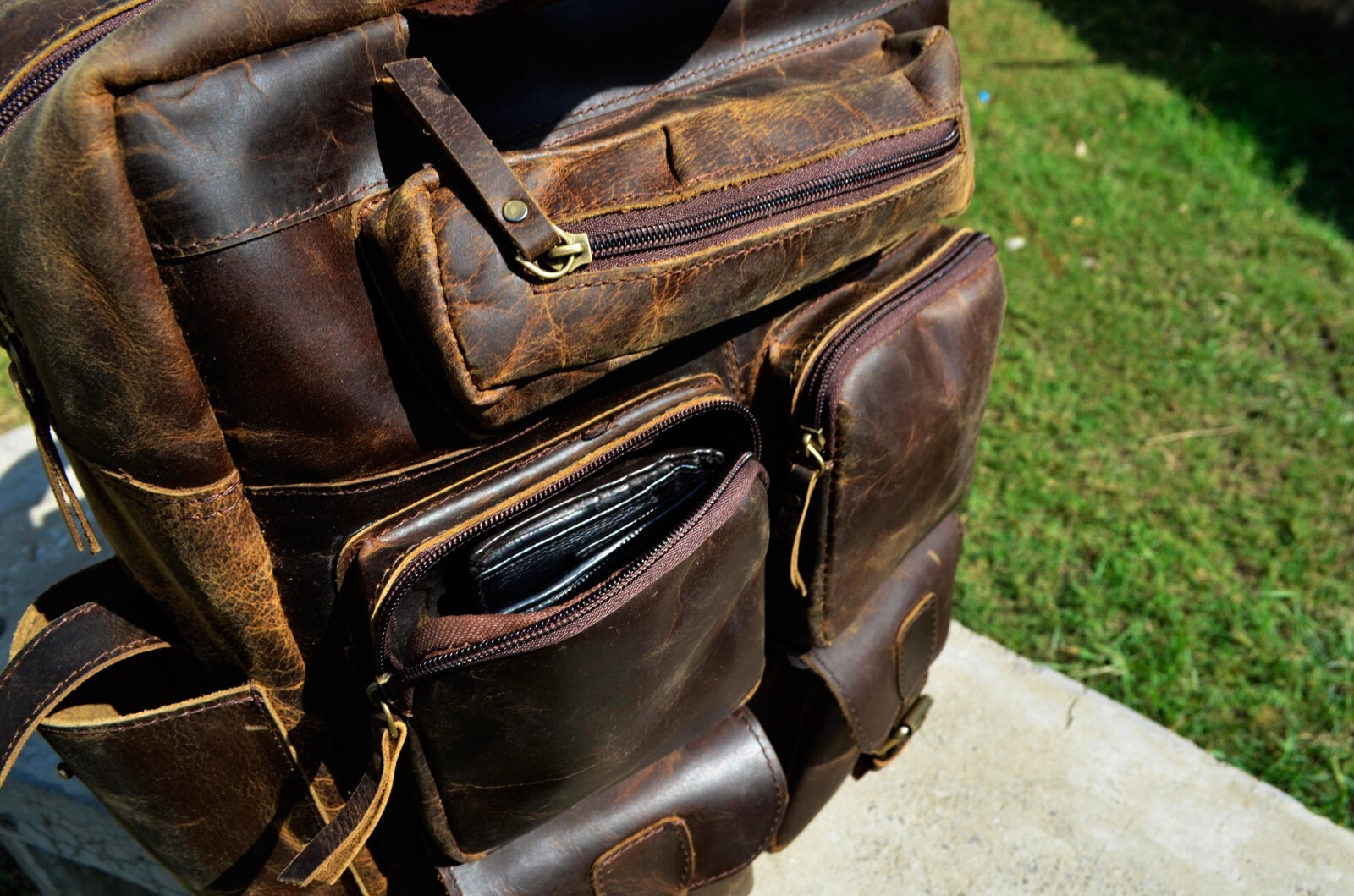Panoply Leather 17&rdquo; Genuine Leather Backpack &ndash; Handcrafted Travel Rucksack, Brow