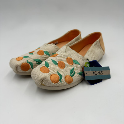 NWOT TOMS Shoes Women s 8.5 Natural Textured Woven Embroidered Oranges