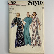 Style 1392 Vintage 70s Long Dress Over Lay Cape High Ladies New Uncut Pattern