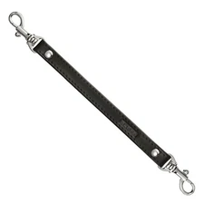 Alban BLACK Leather Strap 2 Silver Clasps to Clip Key in Gym Bag or Backpack