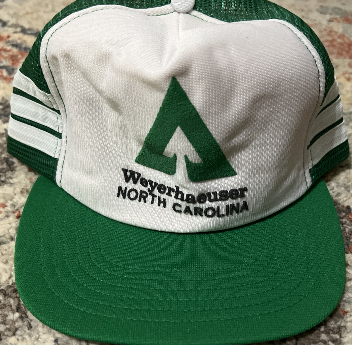 Vintage Weyerhaeuser 3 Stripe Trucker Snapback Hat North Carolina New