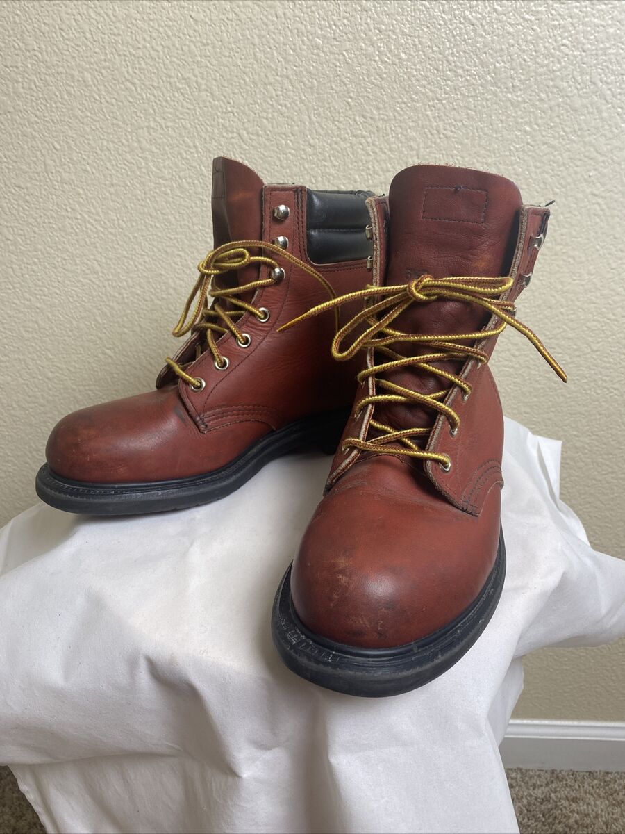 Red Wing Ansi Z41 PT 91 Work Boots Steel Toe Made In USA Red Red Wing Ansi Z41 PT 91 Work Boots Steel Toe Made In USA Red