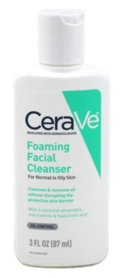 CeraVe Foaming Facial Cleanser | 3 Fl. Oz Travel Size | Daily Face Wash for Oily
