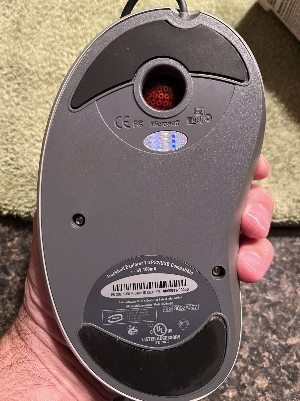 Microsoft Trackball Explorer 1.0 Mouse USB Compatible X0870344 Tested