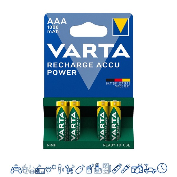 8 X Varta Recharge Accu Power 5703 1000Mah AAA Micro HR03 1,2V Akku - 2 X 4Er-image