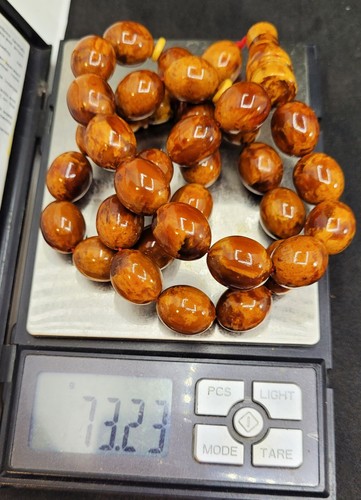 73.23gr Egg Yolk Antique Natural Royal Kahraman Amber Islamic Rosary Prayer Bead - Picture 11 of 13