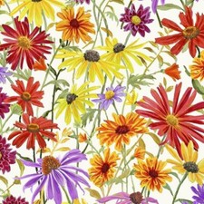 P B Textiles Song Birds Digital All Over Flowers Multi  1/2 Yard  100 Cotton