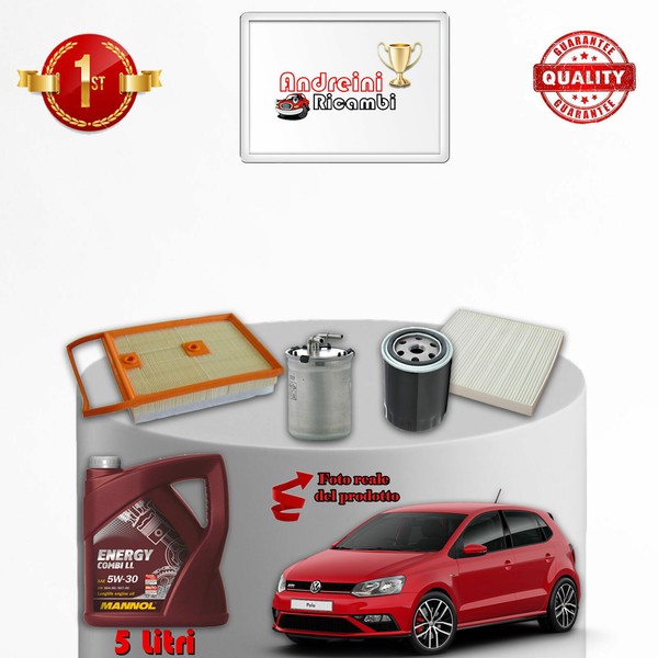 Wartungskit 4 Filter UND ÖL VW Polo V 6R 1.4 TDI 66KW 90PS AB 2014-image