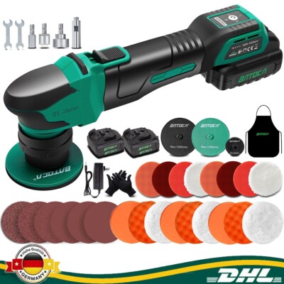 BATOCA Mini poliermaschine Orbitale Polierer Exzenter Schleifer mit 2 Batterien