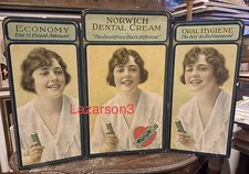 NORWICH DENTAL CREAM RARE TRI-FOLD STORE DISPLAY GORGEOUS FEMALE LITHO 1920s
