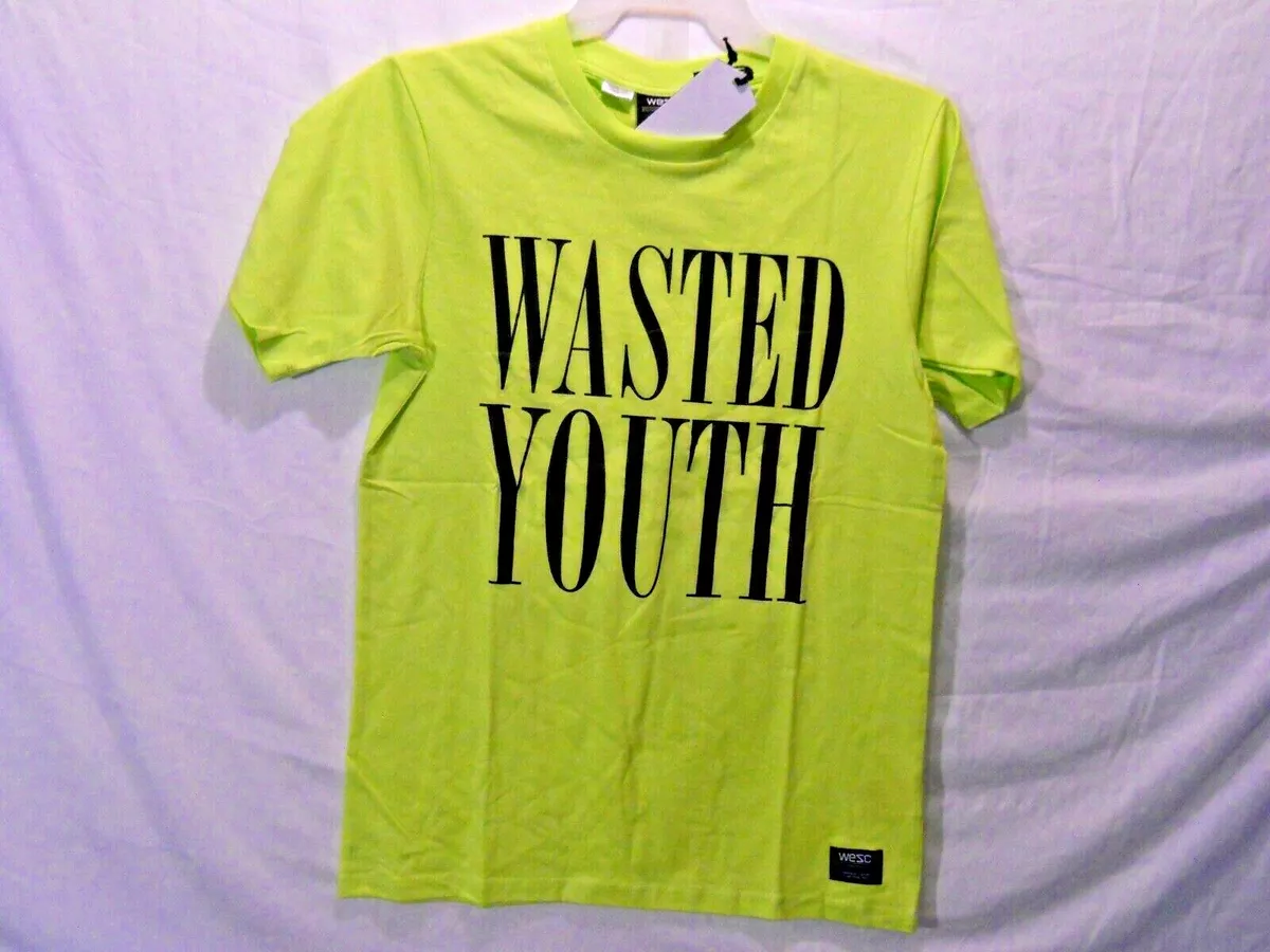 Wasted Youth tee t shirt neon yellow Mens size Medium 100% Cotton ...