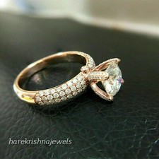 Engagement Wedding Ring 2.11CT Lab-Created Round Cut Diamond 14K Rose Gold Over