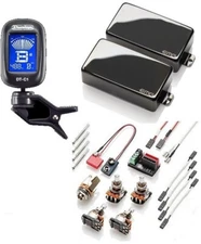 EMG 81 + 60 BLACK CHROME ACTIVE HUMBUCKER SET SHORT SHAFT POTS & WIRING ( TUNER)