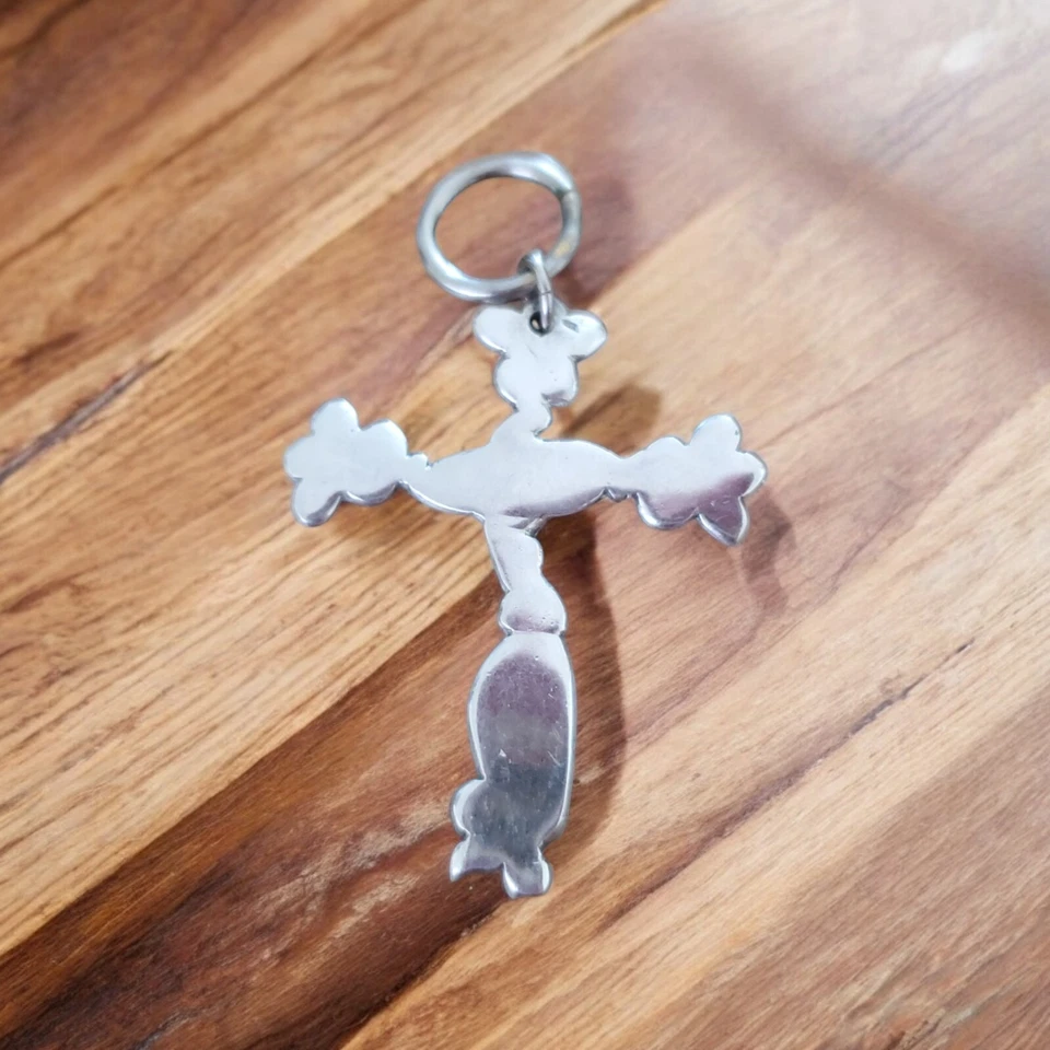 Silver Spoon Cross Pendant Silver Plated Floral Design - Image 2 of 3