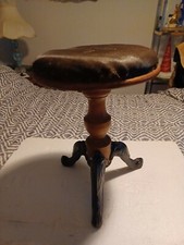 Sgabello pianoforte vintage vittoriano regolabile legno antico gambe ghisa 