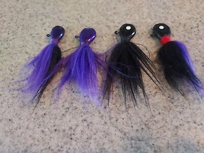 Lake Erie Walleye Hair Jigs 5/8oz w/stinger Hooks 4 Pack of Top Colors 