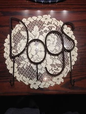 Country Farmhouse Metal Rustic Black Dog Word Hanger With Three Hooks