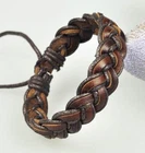 Cool Retro Hemp Leather Braided Mens Surfer Bracelet Wristband Cuff Dark Brown