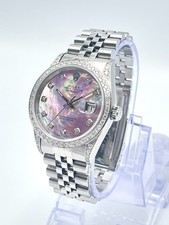 Rolex Datejust 16234 36mm Pink MOP Diamond Dial Diamond Bezel & Shoulders Box