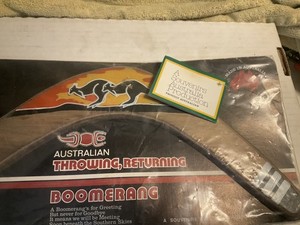 Vintage Australian Returning Boomerang Sealed New Old Stock hand carved painted