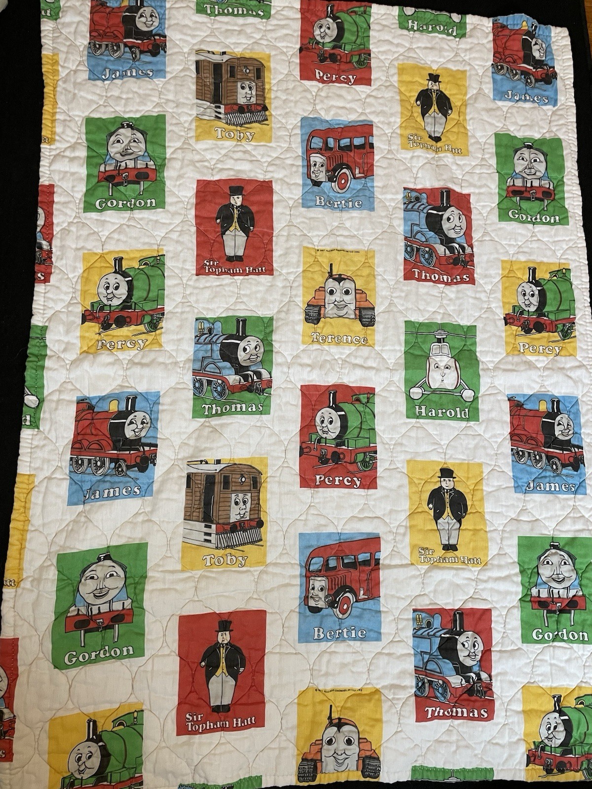 Vintage 1992 Thomas the Train Tank Engine Baby Quilt Blanket by Britt Allcroft