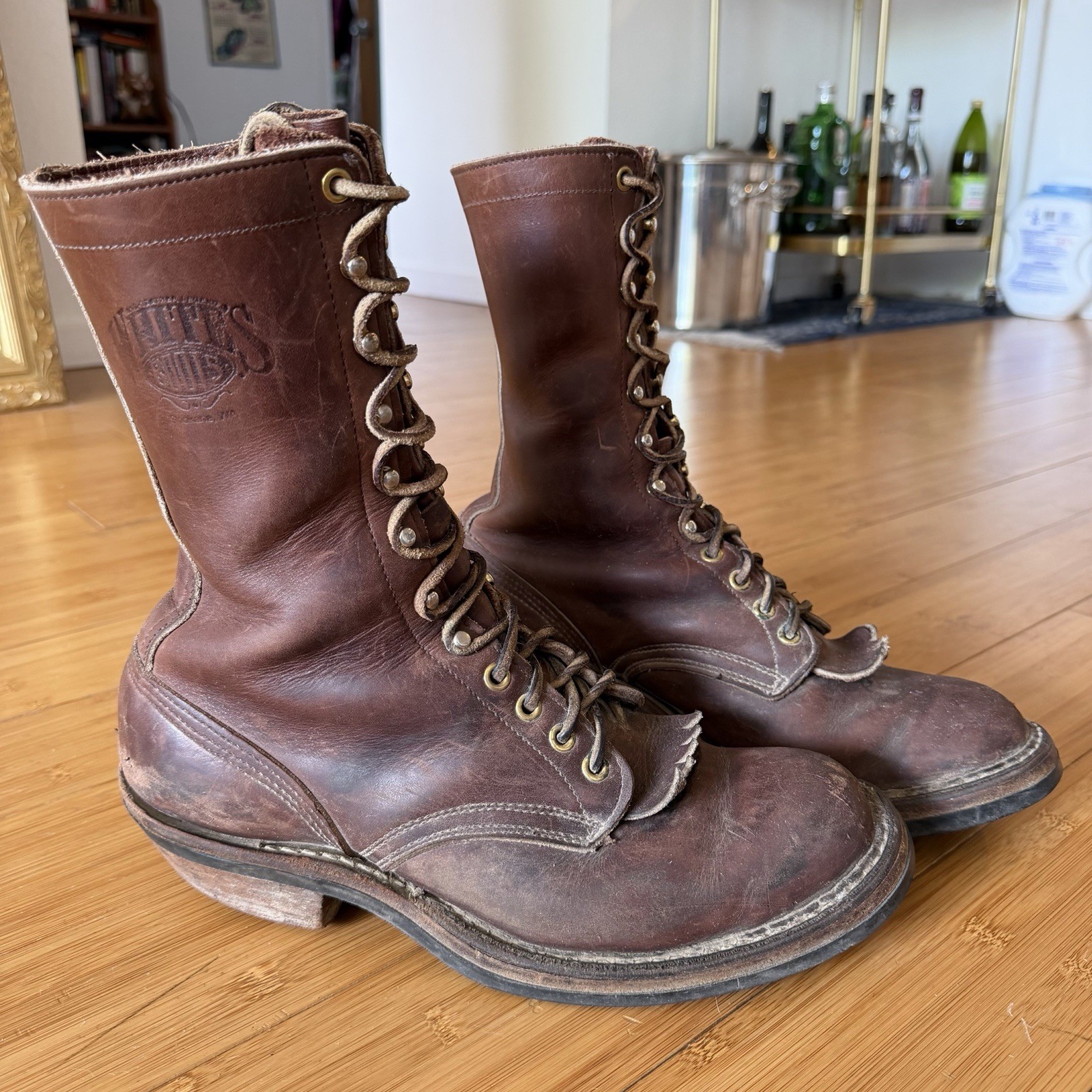 WHITES BOOTS Handmade in Spokane WA Men's Size 8.5 EE Logger Work Packer Leather