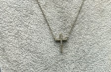 Sterling Silver, CZ Cross Necklace