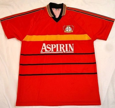 Bayer Leverkusen 1999-2000 Jersey Shirt Men's Medium Red Short Sleeve Aspirin