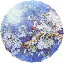 32" Women'S Chinese Japanese Handmade Silk Cloth Parasol Umbrella Decoration Art