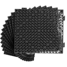 12inx12in Interlocking Drainage Tiles, Premium PVC Non-Slip Floor Mats with Q...