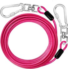 jenico Dog Tie Out Cable: 15 ft Lead for Yard - Heavy Duty 15FT, Pink