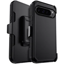 Black For Google Pixel 10/10 Pro/10 Pro XL Shockproof Rugged Cover Belt Clip