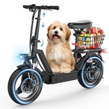 Adult Electric Scooter with Seat 14" Tire 48V 15AH 25MPH 45Miles1500W Peak Motor