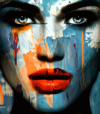 Ausstellungsstück! Frauen Porträt Just Face XXL Formate 130x150 Pop Art/Leinwand