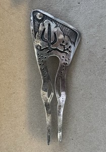VINTAGE WESTERN STERLING SILVER LARGE HAIR PIN, FREE SHIPPING
