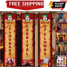 3 Pcs Carnival Party Decorations Carnival Banner for Halloween Evil Circus Po...