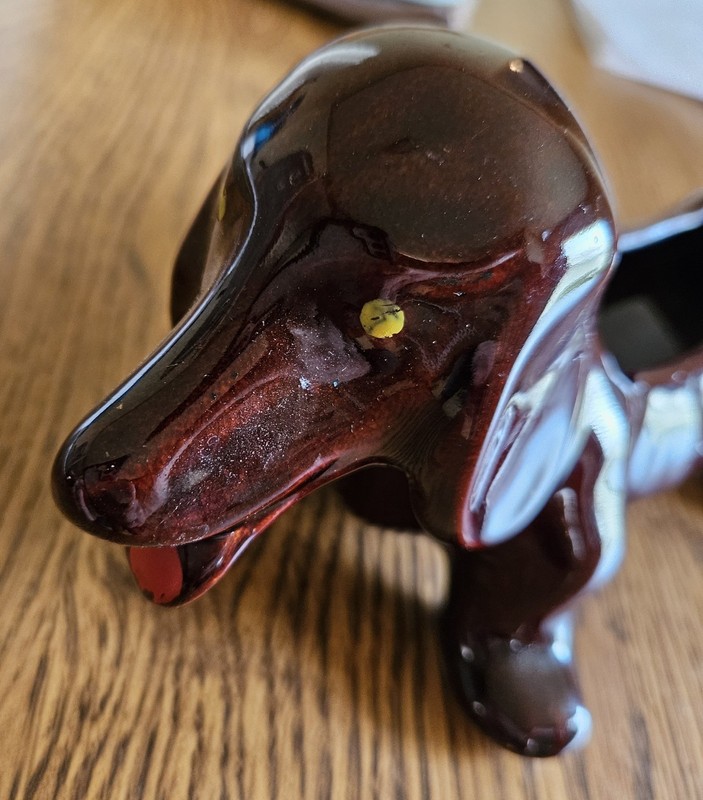 Vintage Ceramic Pottery Dachshund Brown Weiner Dog Planter 9" Hand Painted