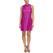 Kensie Fuchsia Sequin Sleeveless Mock Neck Bow Party Formal Dress Size 2 NWT