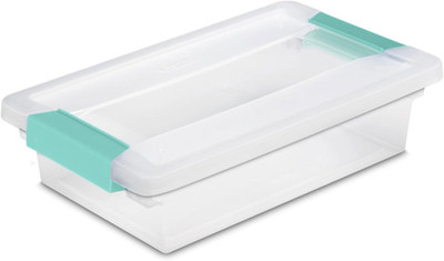 6-Pack Clip Box, Stackable Clear Plastic Bins with Latching Lids, Small - Writin