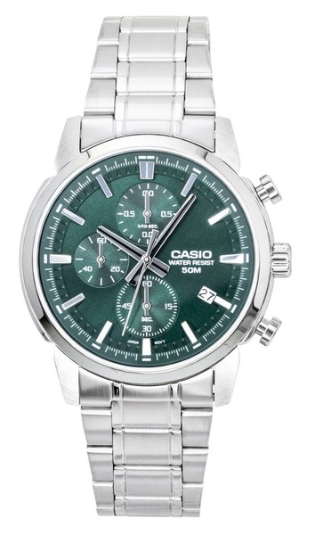 Casio Quarz-Chronograph Edelstahl GrüN Zifferblatt MTP-E510D-3AV 50M Herrenuhr-image