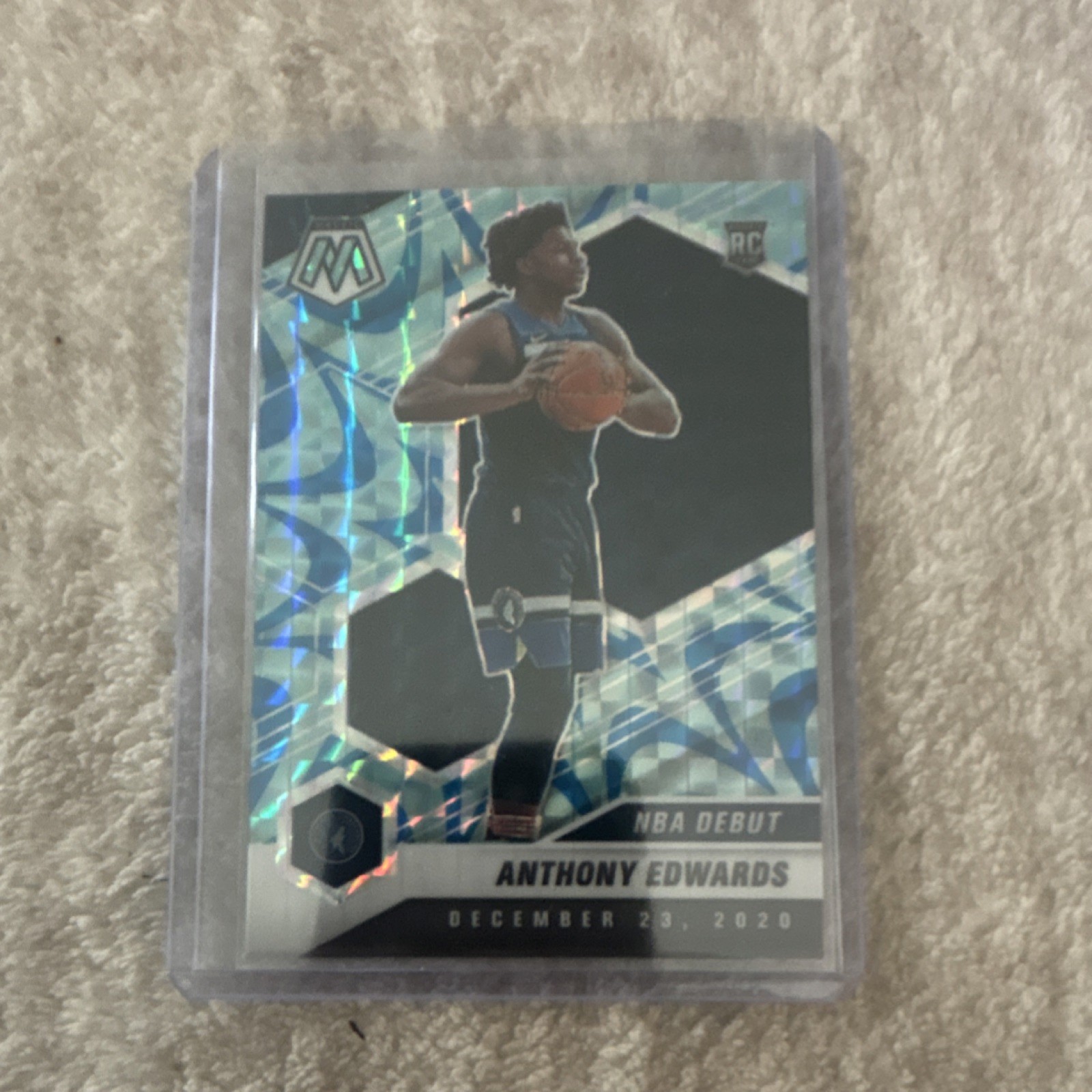 Panini 2020-21 Mosaic NBA Debut Rookie Reactive Blue Prizm Anthony Edwards #261