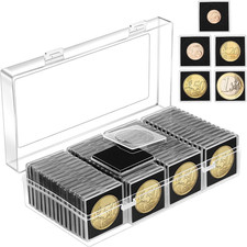 60Pcs Silver Dollar Coin Holders for Collectors - Clear Coin Capsules with 5 Siz