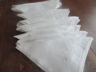 LOT 8 Vintage 21" Damask Napkins Lapkins 3 Monogram LW 3 Heavy Linen 2 Silky